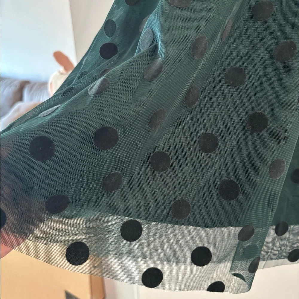 Boden Isabella tulle midi skirt green with black polka dots. New 6 a line - Picture 4 of 6
